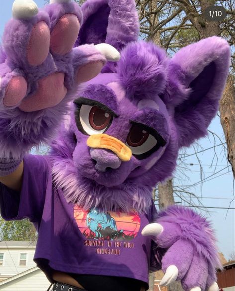 Purple Fursuit, Cool Fursuits, Fursuit Tutorial, Fur Suits, Therian Stuff, Fursuit Head, Cat Mask, Cartoon Art Styles, Pretty Cool