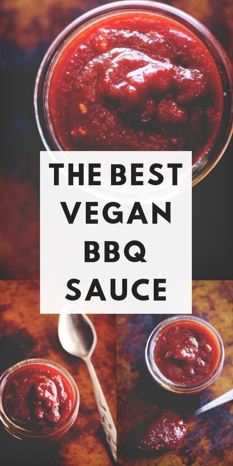 An easy, healthy, and delicious Vegan BBQ Sauce. It is slightly spicy, subtly sweet and oh so TASTY! #veganbbqsauce #veganbarbecuesauce #bbqsauce #barbecuesauce Vegan Bbq Sauce Recipe, Bbq Vegan, Vegan Bbq Sauce, Vegan Dressings, Bbq Chickpeas, Vegan Bbq Recipes, Gluten Free Bbq, Vegan Sauce, Vegan Dips