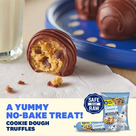 Pillsbury Dream Whip Cake Recipe, Make Cookie Dough, Pillsbury Cookie Dough, Chocolate Covered Cookie Dough, Truffle Cookies, Kids Treats, Dream Whip, Fun Holidays, Cookie Dough Truffles