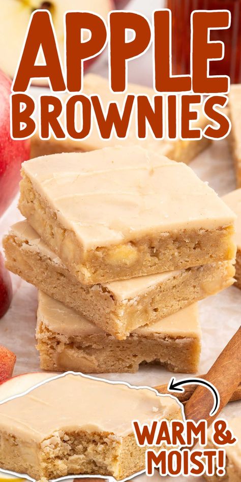 Apple Brownies Brookies Recipes, Apple Blondies Recipe, Apple Brownies, Dessert Quick, Apple And Cinnamon, Fluff Desserts, Apple Season, Apple Dessert Recipes, Brownie Ingredients