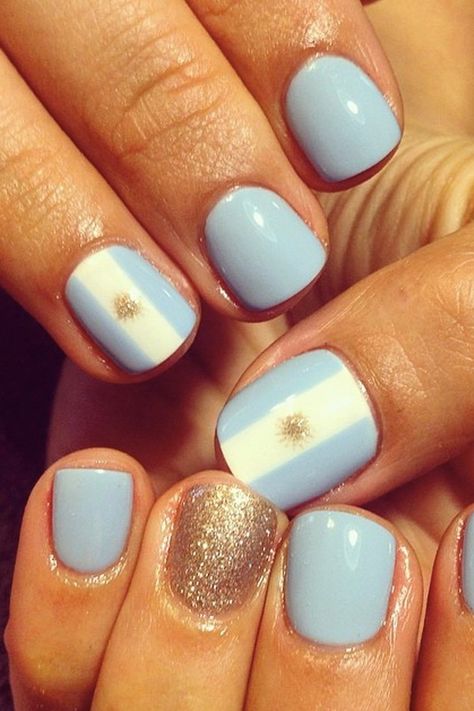 23 Nail-Art Designs That Show Your Latina Pride Argentina Nails Design, Argentina Nails, Latina Nail Designs, Mexican Nails, Latina Nails, Uñas Aesthetic, Quinceanera Nails, French Tip Acrylic Nails, French Nail Designs