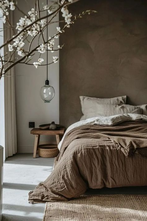 25 Japandi Bedroom Ideas for a Perfect Blend of Minimalism and Comfort - Roomy Retreat Scandinavian Wabi Sabi, Moody Japandi Bedroom, Bedroom Ideas Organic Modern, Japandi Bedroom Interior, Scandi Bedroom Ideas, Japanese Wabi Sabi Interior, Japandi Interiors Bedroom, Japandi Bedroom Interior Design, Wabi Sabi Bedroom