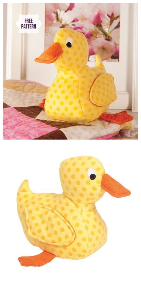 DIY Fabric Duck Toy Free Sewing Pattern & Tutorial Trendy Sewing Projects, Trendy Sewing Patterns, Duck Toy, Sewing Projects Clothes, Sewing Machine Cover, Free Toys, Free Sewing Pattern, Sewing Stuffed Animals, Knitting Patterns Toys