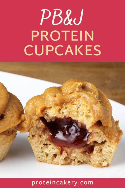 Made with powdered peanut butter, these pb&j protein cupcakes make a flavorful, gluten free, high protein snack with the classic peanut butter and jelly flavor combo. High Protein Pbj, Pb Protein Powder Recipes, Recipes With Pb2 Powder, Pb Powder Recipes, Pb Fit Recipes, Macro Desserts, Protein Cakes, Easy Protein Snacks, Peanut Butter Powder Recipes