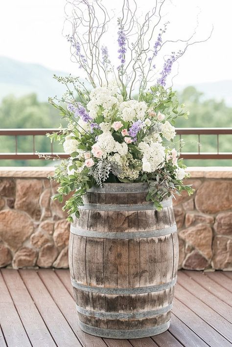 Barrel Flowers, Mountain View Weddings, Barrel Wedding, Hippie Wedding, Rustic Flowers, Marquee Wedding, Wedding Decor Elegant, Virginia Weddings, Rustic Wedding Decor