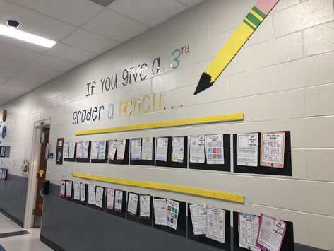 If you give a 3rd grader a pencil If You Give A Second Grader A Pencil Bulletin Board, If You Give A Student A Pencil Bulletin Board, If You Give A First Grader A Pencil Bulletin Board, If You Give A Kindergartener A Pencil Bulletin Board, If You Give A Third Grader A Pencil Bulletin Board, Pencil Classroom Theme, Pencil Bulletin Board Ideas, Pencil Classroom Decor, 3rd Grade Bulletin Board Ideas