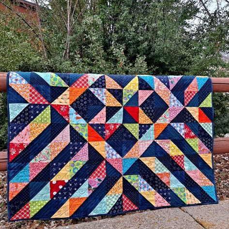 Sunshine On A Cloudy Day, Colorful Quilt, Half Square Triangle Quilts, Half Square Triangle, Scrap Quilt Patterns, Happy Hippie, Pdf Quilt Pattern, Strip Quilts, Scrappy Quilt