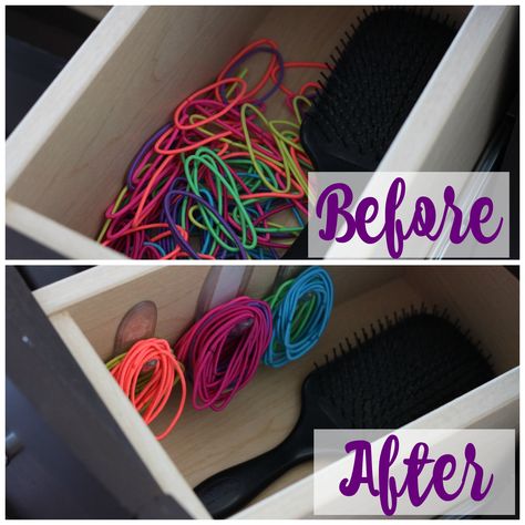 Easy and efficient tip for organized ponytail holders at I'm an Organizing Junkie Ponytail Organization, Hair Tie Storage Ideas, Ponytail Organizer, Scrunchie Organization, Ponytail Holders Diy, Hair Organization, Hair Tie Storage, Hair Tie Organizer, Diy Ponytail