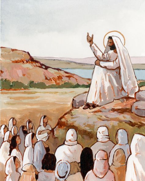 On Holy Tuesday, Jesus and His disciples traveled to the Mount of Olives. Jesus would then give His famous Olivet Discourse. In this discourse, Christ taught the parable of the ten virgins, the parable of the talents, the parable of the sheep and goats, and prophesied about His second coming. It is poignant that Christ spent one of His last days serving and teaching crowds of people. We learn so much from His beautiful example of selflessness and service. On Holy Tuesday, we remember the les... Parable Of The Ten Virgins, Jesus And His Disciples, Lds Artwork, Parable Of The Talents, Crowds Of People, Christian Graphics, Mount Of Olives, Jesus Teachings, Americana Art