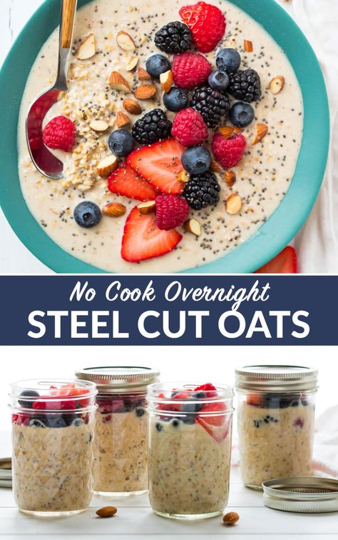 Overnight Steel Oats In A Jar, Mediterranean Overnight Oats Recipes, Steelcut Overnight Oats In A Jar, Steel Oats Recipes, Steelcut Oats Recipes, Overnight Steelcut Oats Recipes, Steel Cut Overnight Oats, Overnight Steel Cut Oats, Oatmeal Overnight