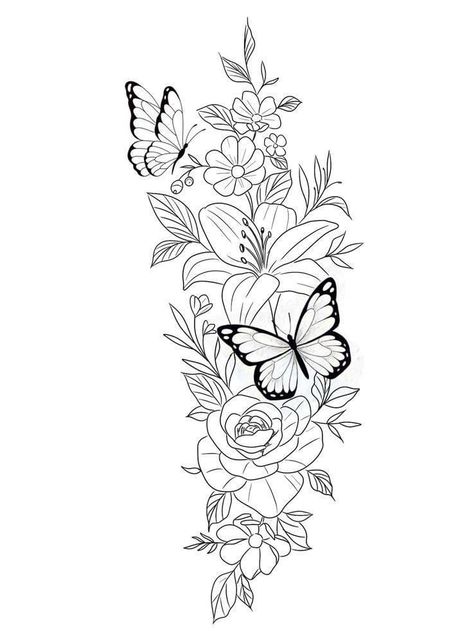 Women Sleeve Tattoo Stencil, Unique Tattoos For Women Arm, Forearm Tattoo Women Drawing, Arm Tattoos For Women Sketch, Floral Butterfly Tattoo Design Forearm, Upper Arm Tattoos For Women Stencil, Forearm Tattoo Stencil Women, Flower Arm Tattoo Stencil, Butterfly And Flower Tattoo Stencil