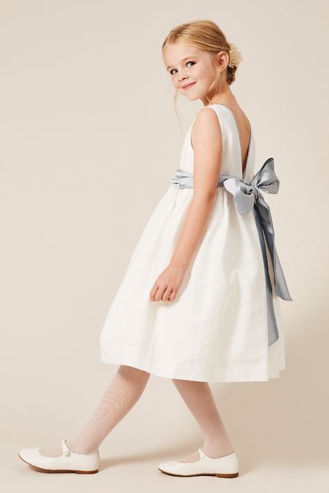 Safe Wedding, Page Boy Outfits, Bridal Colors, Sleeveless Flower Girl Dresses, Flower Girl Dresses Blue, Satin Flower Girl Dress, Girls Blue Dress, Party Attire, Wedding Plan