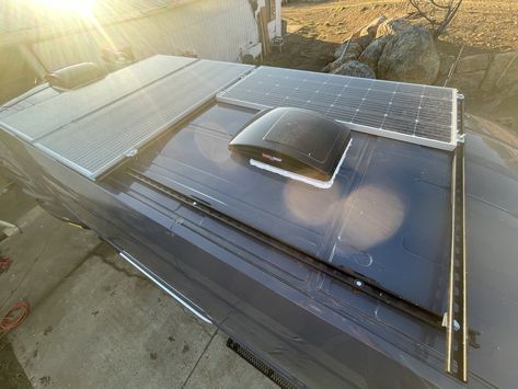 Easy DIY Roof Rack - Mounting Solar Panels - Ford Transit DIY Van Conversion — VANKOOKZ Truck Bed Liner Paint, Van Conversion Insulation, Ford Transit Van Conversion, Diy Roof Rack, Transit Van Conversion, Solar System Video, Bed Liner Paint, Ford Transit Campervan, Truck Bed Liner