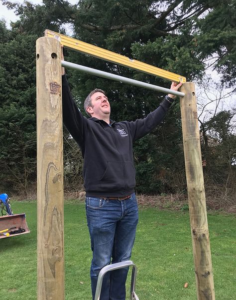 Outdoor gyms and pull up bars | The Garden Gym | England Garden Gym Ideas, Outdoor Pull Up Bar, Backyard Yoga, Garden Gym, Outdoor Gym Equipment, Gym Bar, Gym Ideas, Monkey Bars, Outdoor Gym