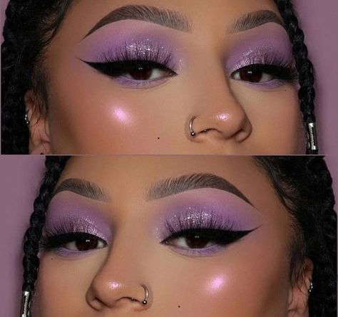 Lavender Eye Makeup, Lavender Makeup Looks, Lilac Palette, Lavender Makeup, Quinceanera Makeup, Purple Makeup Looks, Maquillage Yeux Cut Crease, Prom Eye Makeup, Dipbrow Pomade