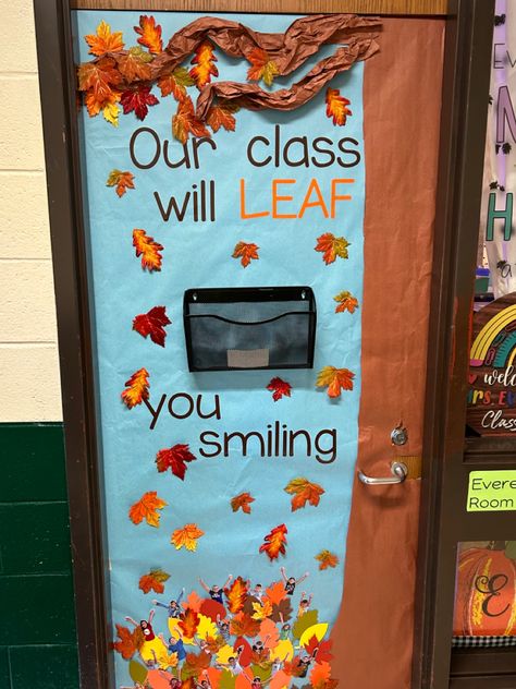 Fall Door Decorations Classroom November, Fall Theme Door Decorations, Fall Door Theme For Classroom, Preschool Fall Door Decorations, Fall Themed Doors For School, Fall Classroom Door Decor, Fall Doors For Classroom, Fall Door Decorations Classroom Toddlers, Fall Themed Classroom Door