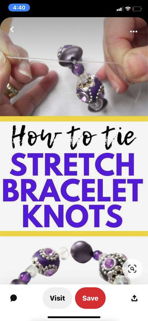 Tie Stretch Bracelet, Stretch Bracelet Knot, Jewelry Closures, Stretch Bracelets Diy, Diy Anklet, Easy Jewelry Making Ideas, How To Tie A Knot, Stretch Beaded Bracelets Diy, Knots Jewelry