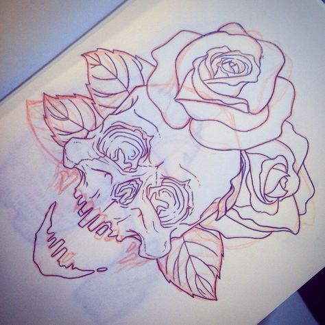 Tattoo sketch... SKULL & FLOWERS! #tattoo #sketch #skull #flowers #bylazlodasilva Skull Men Tattoo, Skull With Roses Tattoo, Sketch Skull, Skull Flowers, Rose Sketch, Tattoo Flowers, Tattoo Zeichnungen, Skull Art Drawing, Skull Flower