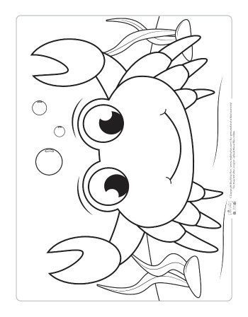 A crab coloring page for kids. Ocean Coloring Pages Preschool, Summer Coloring Sheets For Kids, Beach Coloring Pages For Kids, Ryan Sullivan, Ocean Coloring Pages, Beach Coloring Pages, Joseph Murphy, Summer Coloring Pages, Animals Coloring