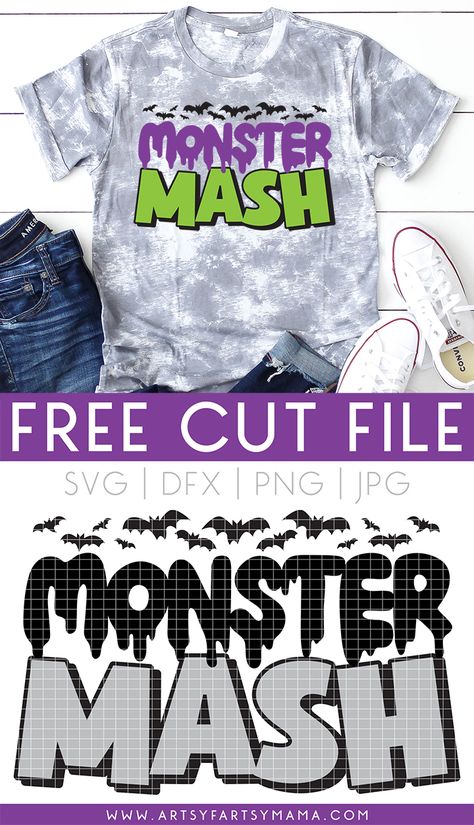 Free "Monster Mash" SVG Cut File #halloween #halloweenfashion #diyhalloween #monstermash #freesvg #freecutfile #cricutcrafts #cricutmade #diyshirt #freebies Halloween Cricut, Tshirts Ideas, Baby Spiderman, Spiderman Face, Cricut Svgs, Cricut Air, Diy Shirts, Free Cricut, Cricut Halloween