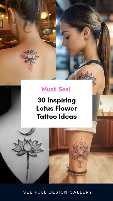 Discover over 30 unique lotus flower tattoo ideas that blend beauty with profound symbolism. Whether you're drawn to their elegant designs or their meaning of purity and spiritual awakening, this collection has something for everyone. Explore different styles from minimalist to intricate detailing while you find the design that resonates with you. Lotus tattoos are not only visually stunning but also represent hope and perseverance. Join us as we share inspiring pictures and ideas for your next tattoo in celebration of resilience and life. Thailand Tattoo Ideas Symbols, Lotus Tattoo Leg, Mother Daughter Lotus Tattoo, Simple Lotus Flower Tattoo Design, Lotus Wrist Tattoos For Women, Unique Lotus Flower Tattoo, Lotus Tattoo Design For Women, Lotus Flower Tattoo Designs For Women, Lotus Tattoo Ideas For Women