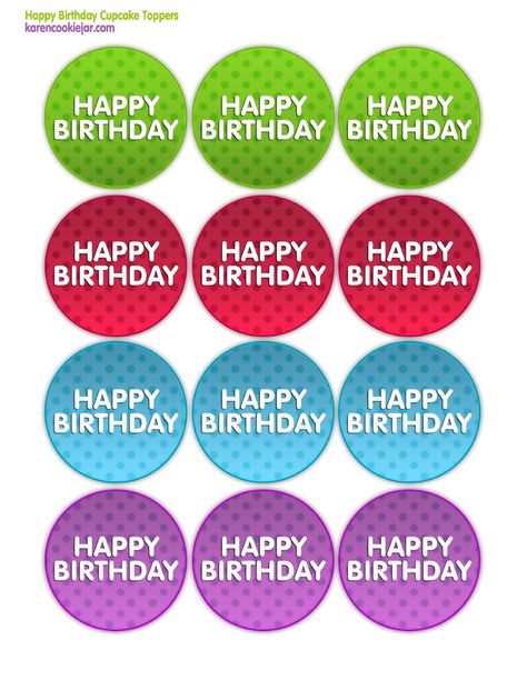 Happy Birthday Printable Cupcake Toppers Birthday Topper Printable Free, Happy Birthday Topper Printable Free, Happy Birthday Topper Printable, Birthday Topper Printable, Lollipop Birthday, Cupcake Toppers Template, Cupcake Toppers Free, Happy Birthday Cupcake, 30th Birthday Cake Topper