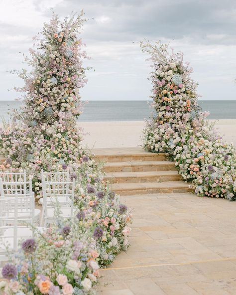 Wedding Colors 2024, May Wedding Colors, Beach Wedding Arch, Sunset Beach Weddings, Rustic Wedding Colors, Beach Backdrop, Tropical Florals, Romantic Wedding Ceremony, Wedding Decoration Ideas