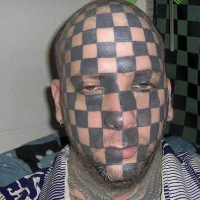 Check mate - I dare you Bad Face Tattoos, Cover Ups Tattoo, Terrible Tattoos, Cream Tattoo, Tattoo Man, Tattoo Face, Tattoo Henna, Check Mate, Funny Ideas