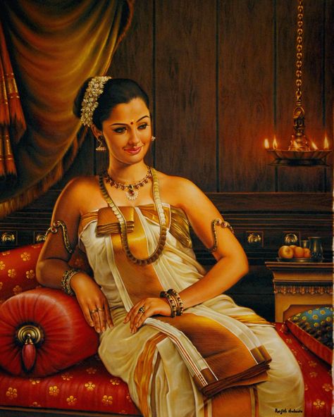 Traditional Indian Oil painting --------------------------------------- https://es.pinterest.com/akjwork/art-for-home/ Ravivarma Paintings, Raja Ravi Varma, Buy Paintings Online, Indian Artwork, India Painting, Indian Women Painting, Indian Painting, Female Art Painting, Indian Artist