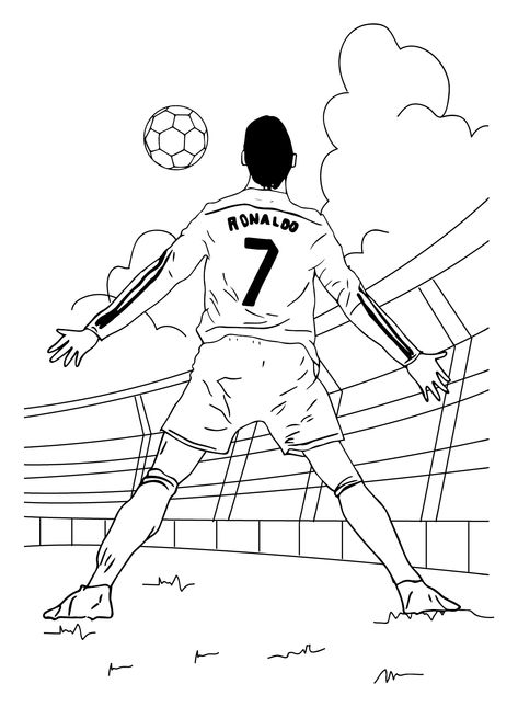 Ronaldo Coloring Page, Ronaldo Drawing, Cristiano Ronaldo Birthday, Ronaldo Football Player, Cristiano Ronaldo Hairstyle, Football Player Drawing, Messi Y Cristiano, Calming Coloring Pages, Soccer Drawing