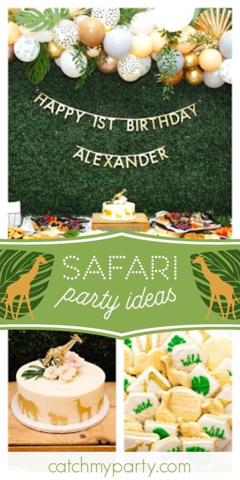 Safari Party Ideas, Safari 1st Birthday Party, Safari 1st Birthday, Jungle Thema, Jungle Safari Birthday, Jungle Theme Birthday, Jungle Birthday Party, Safari Theme Birthday, Baby Boy 1st Birthday Party