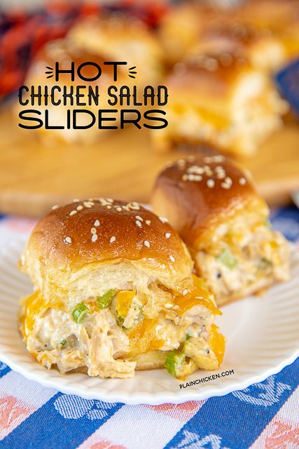 Hot Chicken Salad Sliders – Football Friday Slow Cooker Recipes Shrimp, Slow Cooker Recipes Cheap, Slow Cooker Recipes Turkey, Baked Chicken Salad, Chicken Salad Sliders, Slow Cooker Sausage Recipes, Slow Cooker Mexican Recipes, Hot Chicken Salad, Lasagna Recipe Slow Cooker