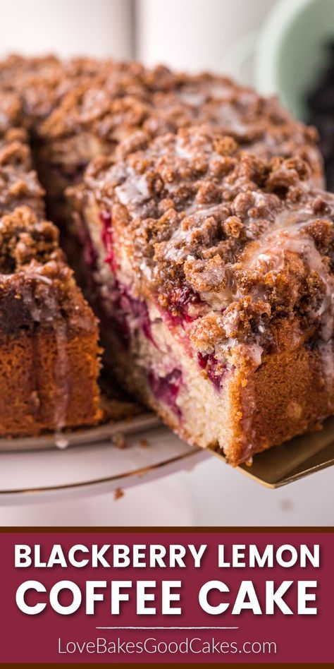 Blackberry Lemon Coffee Cake recipe Blackberry Lemon Bundt Cake, Blackberry Bundt Cake Recipe, Blackberry Coffee Cake Recipes, Blackberry Breakfast Cake, Bird Dessert, Blackberry Recipes Easy, Cream Cheese Crumb Cake, Blackberry Coffee Cake, Lemon Blackberry Cake