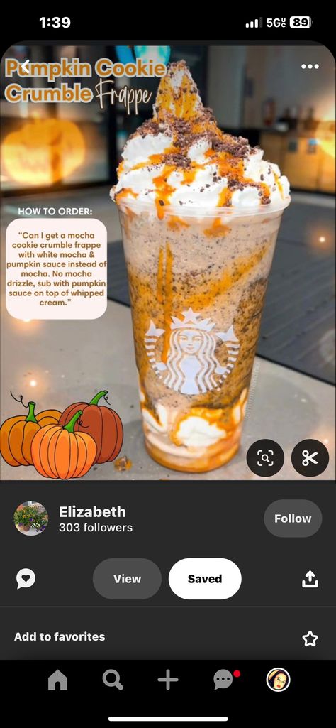 Pumpkin Cookie Crumble, Starbucks Recipes Fall Frappe, Pumpkin Cookie Crumble Frappe, Pumpkin Cookie Crumble Starbucks, Starbucks Recipes Fall, Starbux Drinks, Pumpkin Drinks Starbucks, Pumpkin Starbucks Drinks, Starbucks Frappe Recipe