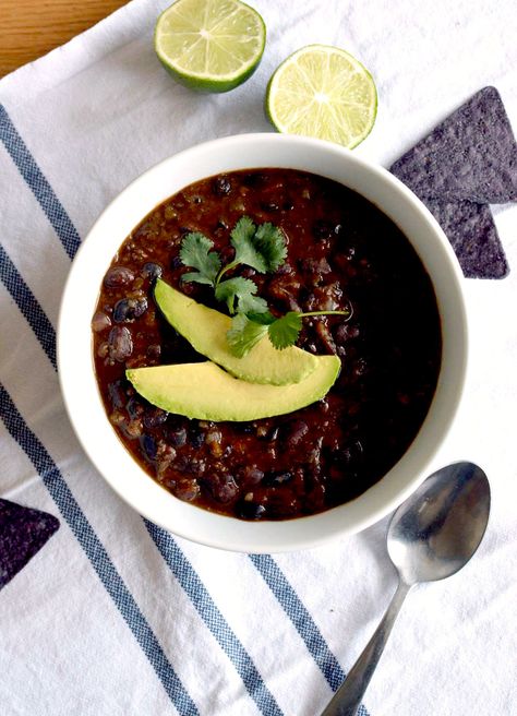 Instant Pot Black Bean Soup - The Seasonal Homestead Black Bean Soup Recipe, Julienned Carrots, Dried Black Beans, Pureed Soup, Black Bean Soup, Bean Soup Recipes, Corn Chips, Winter Soups, Diced Onions