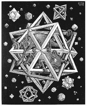 Hvězdy na nebi podle geometra Max Brückner (1860–1934) M. Brückner (1860–1934) was a German geometer, known for his collection of stellated and uniform polyhedra, which he documented in his 1900 book Vielecke und Vielflache: Theorie und Geschichte (Polygons and Polyhedra: Theory and History) Escher Art, M C Escher, Mc Escher, Gustave Dore, Psy Art, Buy Posters, National Gallery Of Art, Wood Engraving, Wooden Wall Art