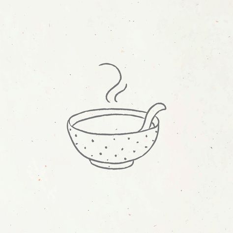 Soup Doodle Drawing, Soup Tattoo Bowl Of, Soup Bowl Tattoo, Bowl Of Soup Illustration, Bowl Of Soup Tattoo, Miso Soup Tattoo, Bowl Of Soup Drawing, Soup Tattoo, Food Tattoo Ideas