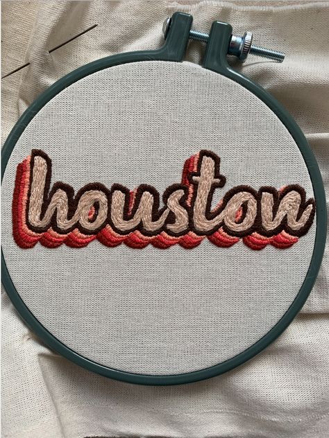 Elton John Embroidery, Boston Embroidery, Longhorn Embroidery Design, Oklahoma Embroidery Designs, Texas Embroidery, Embroidery Lettering, Hand Embroidery Letters, Houston Rodeo, Embroidery Letters