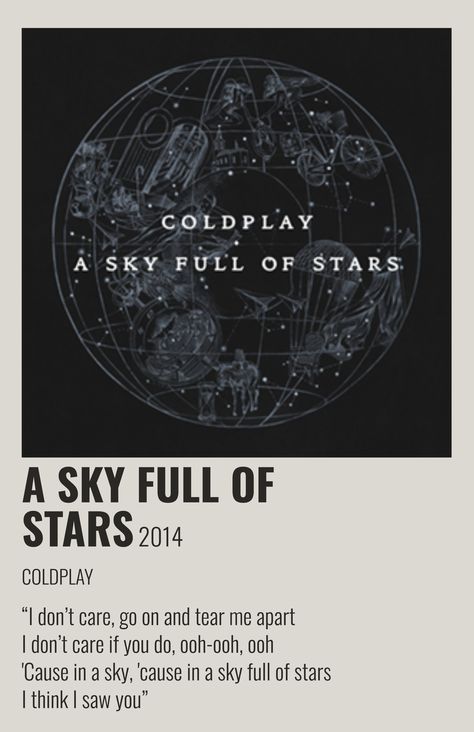 Coldplay Album Poster, Sky Full Of Stars Aesthetic Coldplay, Cold Play Poster, Coldplay Poster Aesthetic, Coldplay Poster Album Covers, Album Covers Polaroid, Music Cover Ideas, Coldplay Sky Full Of Stars, Music Polaroid Posters