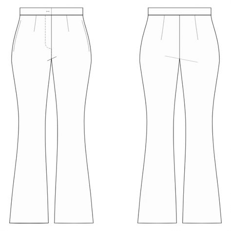 Waist Drawing, Pants Pattern Free, Clothing Templates, Apparel Design Inspiration, Pants Sewing, Fashion Drawings, Flare Legging, Flat Sketches, Pants Sewing Pattern