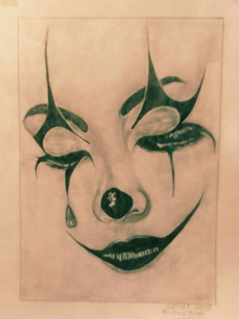 Creepy Clown Drawing Easy, Cool Clown Drawings, Mexican Clown Drawing, Clown Paintings Easy, Female Clown Drawing, Evil Clowns Drawing, Clown Mask Drawing, Drawings Of Clowns, Clown Drawing Reference