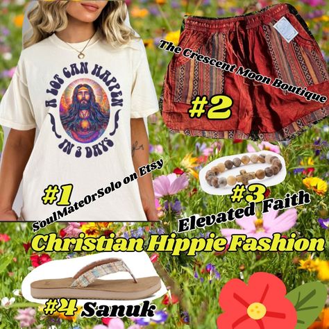 Summer Christian hippie fashion Hippie Christian Aesthetic, Jesus Hippie, Christian Hippie, Hippie Christian, Hippie Lifestyle, Hippie Culture, Hippie Fashion, Christian Girl, Clothing Inspiration