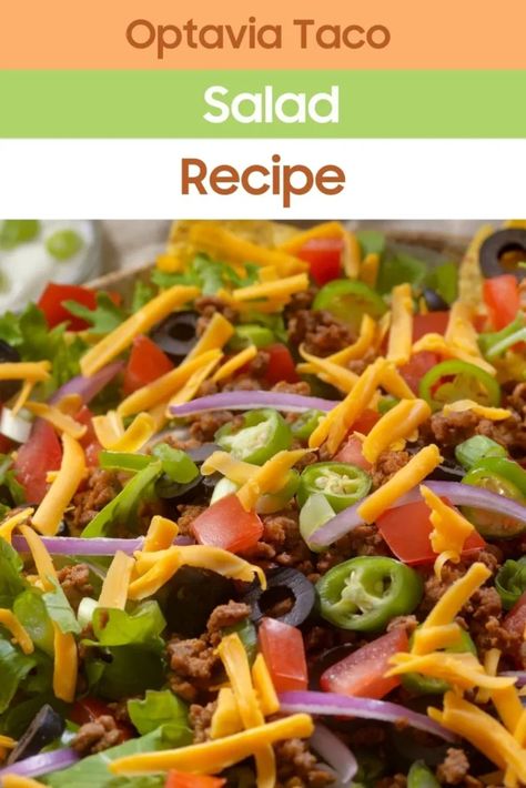 Optavia Taco Salad Recipe Optavia Taco Salad, Optavia Taco Salad Recipe, Lean And Green Taco Salad, Optavia Meals, Lettuce Tacos, Turkey Tacos, Kitchen Guide, Taco Salad Recipes, Layered Salad