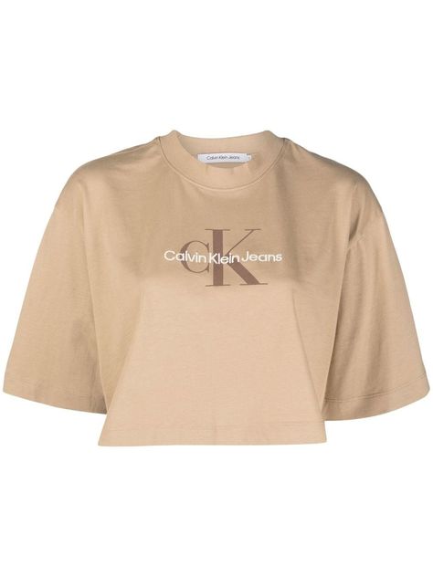 Calvin Klein Crop Top, Baggy Tshirt, Calvin Klein Tshirt, Blusas Crop Top, Calvin Klein Outfits, Calvin Klein Top, Knit Logo, Practice Outfits, Jeans Logo