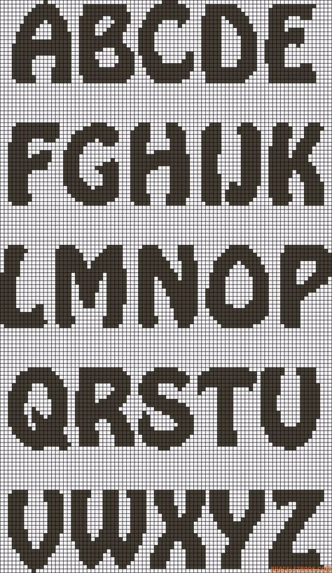 Crochet Alphabet, Crochet Letters, Cross Stitch Fonts, Cross Stitch Letters, Embroidery Alphabet, Pola Kristik, Cross Stitch Alphabet, Pixel Pattern, Crochet Tapestry