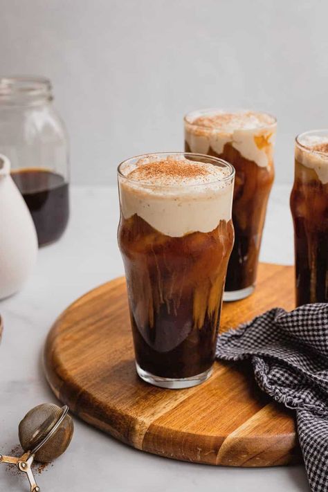 Irish Cream Cold Foam Recipe (Starbucks Copycat!) - Midwest Nice Irish Cream Cold Foam, Cold Foam Cold Brew, Coffee With Condensed Milk, Cold Coffee Drinks Recipes, Homemade Cold Brew Coffee, Foam Recipe, Sweet Cream Cold Foam, Cream Cold Foam, Homemade Irish Cream