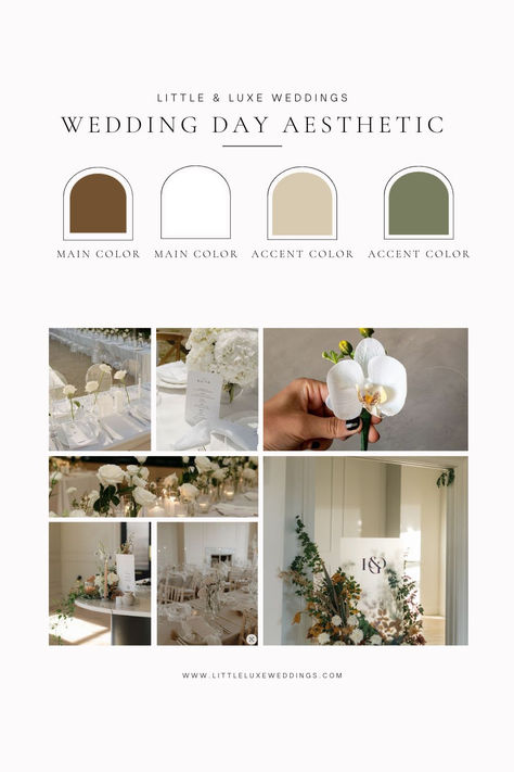 Micro wedding mood board featuring luxe ideas for intimate celebrations. Elegant décor, personalized details, and inspiration for couples seeking a stress-free, intimate wedding experience. Minimalist Intimate Wedding, 2025 Wedding Color Trends, Classic Wedding Color Schemes, City Micro Wedding, Wedding Oregon, Wedding Color Trends, 2025 Wedding, Oregon City, Wedding Company