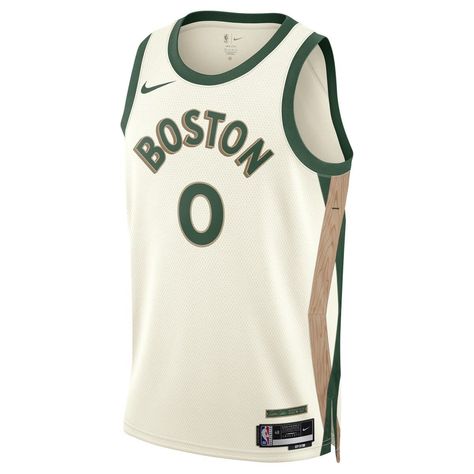 Support the Boston Celtics all season long with this 2023/24 City EditionSwingman Jersey from Nike. Representing the stories, history and heritage that make the Boston Celtics remarkable, this Swingman Jersey is exactly what you need to honor your favorite team. Stay cozy every time you support your city with this awesome Jayson Tatum jersey. Dri-FIT  technology wicks away moisture Officially licensed Swingman Move To Zero is Nike's journey toward zero carbon and zero waste to help protect the f Basketball History, Jayson Tatum, White City, Nba Jersey, Nba Teams, Jersey City, Boston Celtics, 2023 2024, Team Colors