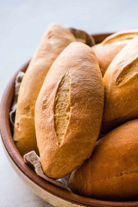 An easy bolillo bread recipe for the popular traditional Mexican rolls that feature a crusty exterior and a soft and pillowy inside. This staple Mexican bread is perfect for making tortas or enjoying alongside favorites like pozole and mole. Bolillo Bread Recipe, Mexican Rolls, Bolillo Recipe, Isabel Eats, Today Show Recipes, Torta Recipe, Mexican Bread, Recipes Authentic, Cooking Recipes Healthy