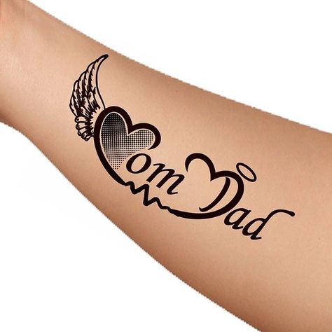 Tattoos Dedicated To Mom, Mum And Dad Tattoos, Mom Dad Tattoo, Henna Tattoo Designs Arm, Mom Dad Tattoo Designs, Dad Tattoo, Remembrance Tattoos, Mom Tattoo Designs, Henna Tattoo Designs Hand